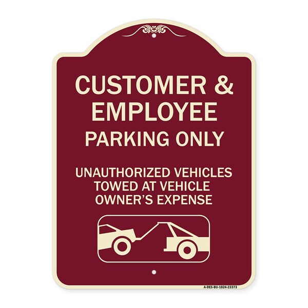 Parking Restriction Customer and Employee Parking Only Unauthorized Vehicles Towed at, BU-1824-23373